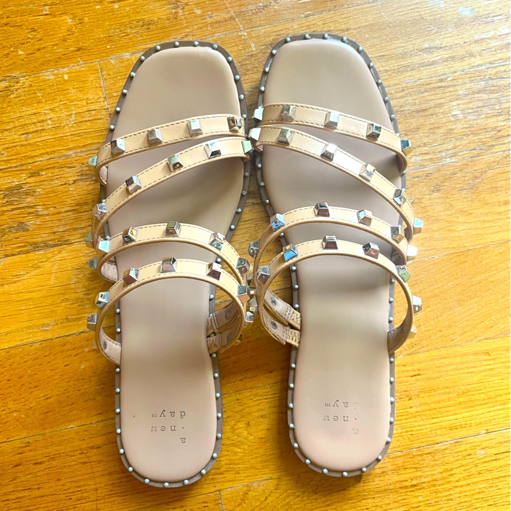 Beige studded sandals